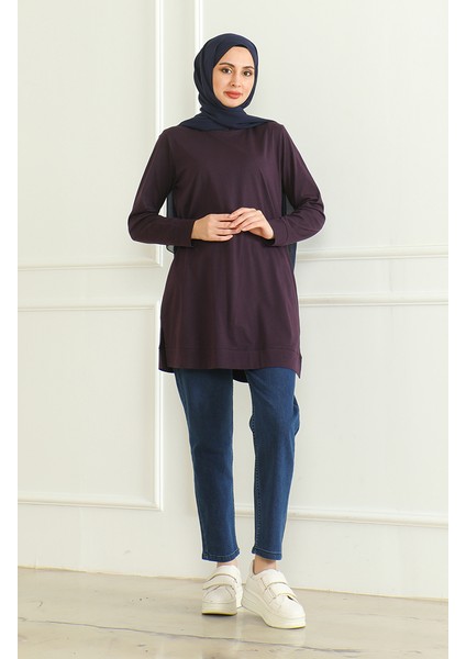 Yırtmaçlı Araboy Tunik 9140-06 Mor