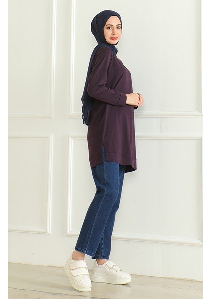 Yırtmaçlı Araboy Tunik 9140-06 Mor