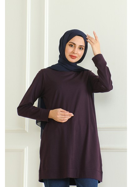 Yırtmaçlı Araboy Tunik 9140-06 Mor