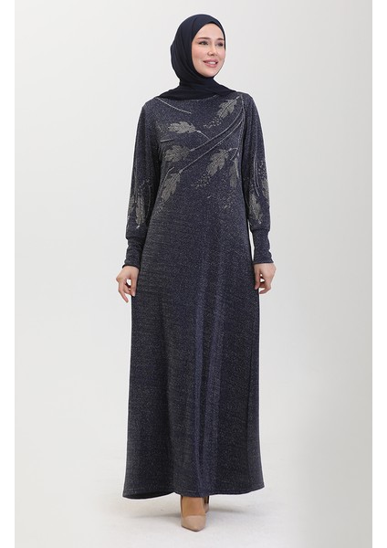Taşlı Abiye Elbise 0431-03 Lacivert