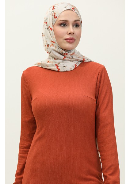 Düğme Detaylı Tunik Pantolon Ikili Takım 0101DA-03 Kiremit