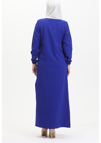 Taşlı Krep Abiye Elbise 0481-02 Saks