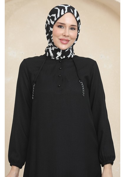 Düğme Detaylı Tunik Pantolon Ikili Takım 1004-06 Siyah