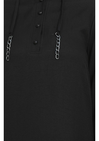 Düğme Detaylı Tunik Pantolon Ikili Takım 1004-06 Siyah