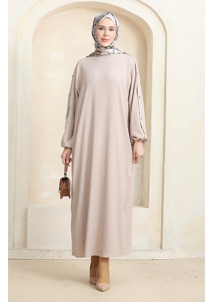 Bürümcük Kumaş Elbise Ferace 1023-03 Taş
