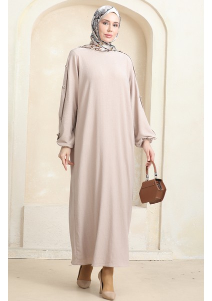 Bürümcük Kumaş Elbise Ferace 1023-03 Taş