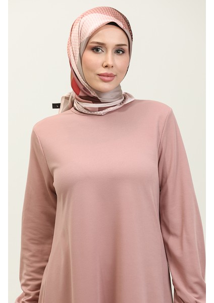Kolu Lastikli Elbise 0650-05 Gül Kurusu