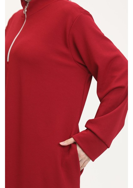 Balıkçı Yaka Spor Elbise 0282-07 Bordo