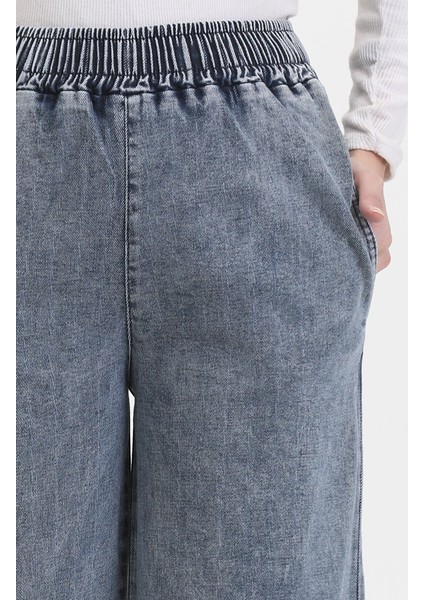 Beli Lastikli Kot Pantolon 1793C-01 Mavi