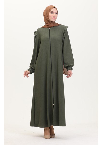 Fırfırlı Ferace 1055-01 Haki
