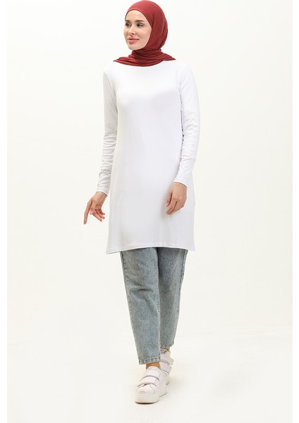 Penye Tunik 10645-05 Beyaz