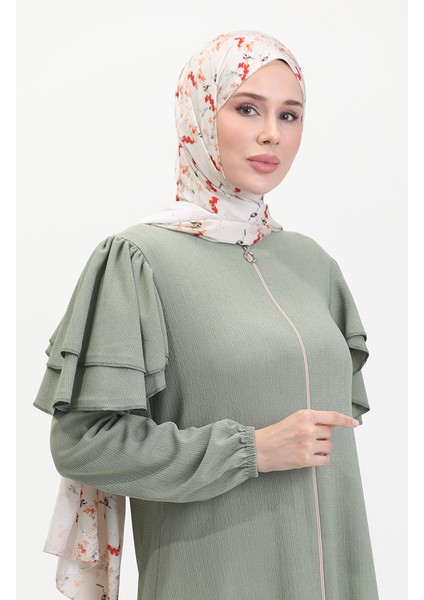 Kolu Fırfırlı Ferace 1050-05 Çağla Yeşili