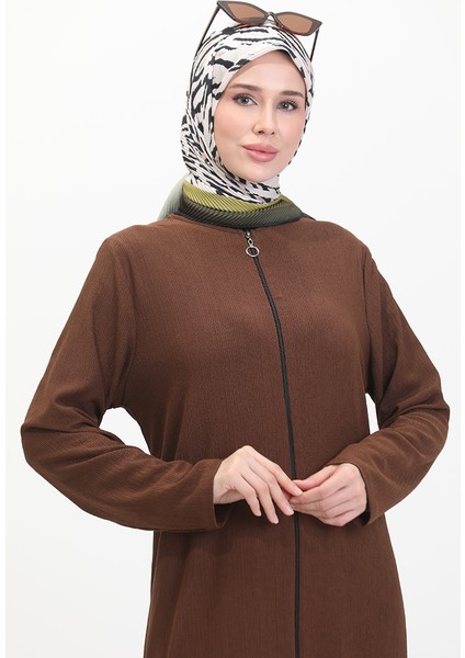 Eteği Fırfırlı Ferace 5109-01 Kahverengi