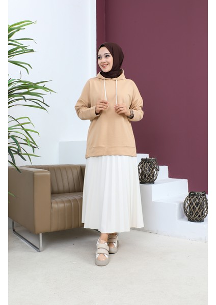 Kapüşonlu Sweatshirt 23002-01 Bej fiyatları