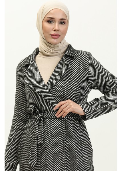 Balıksırtı Desen Kuşaklı Kap 0260-03 Siyah Beyaz
