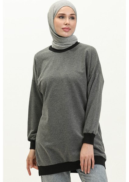 Bisiklet Yaka Sweatshirt 23012-01 Antrasit