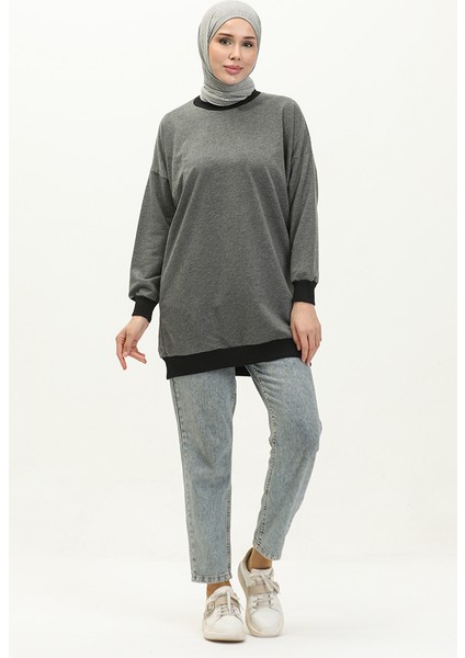 Bisiklet Yaka Sweatshirt 23012-01 Antrasit fiyatları