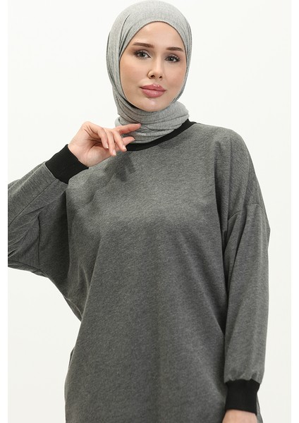 Bisiklet Yaka Sweatshirt 23012-01 Antrasit modelleri