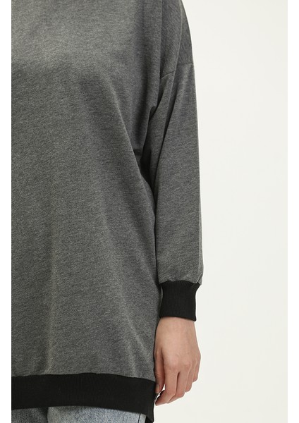 Bisiklet Yaka Sweatshirt 23012-01 Antrasit fırsatları