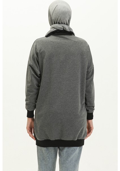 Bisiklet Yaka Sweatshirt 23012-01 Antrasit indirimleri