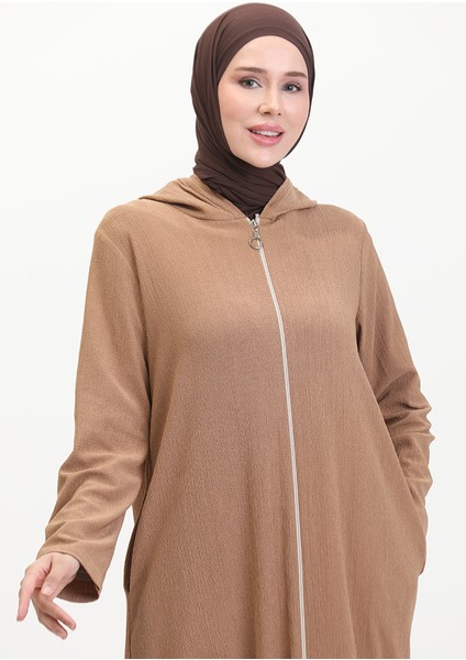 Kapüşonlu Spor Ferace 5104-01 Vizon