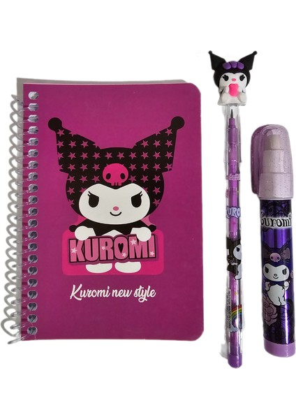 Kuromi Not Defteri, Kuromi Figürlü Yumurtlayan Kurşun Kalem, Roket Silgi Kırtasiye Seti, Kromi Set