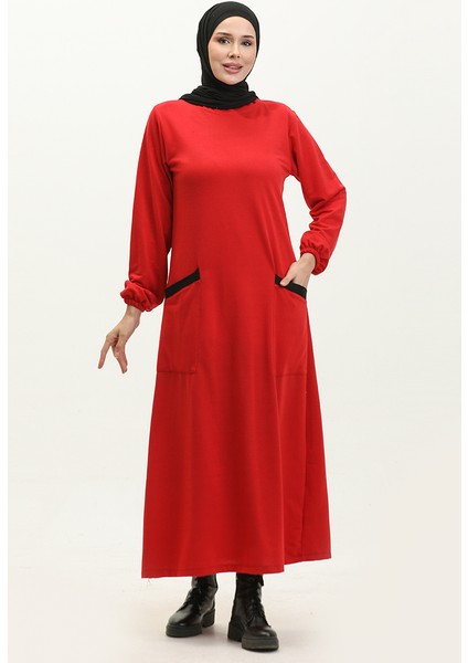 Iki Iplik Cepli Elbise 0274-03 Bordo