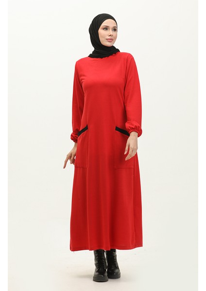 Iki Iplik Cepli Elbise 0274-03 Bordo