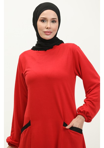 Iki Iplik Cepli Elbise 0274-03 Bordo