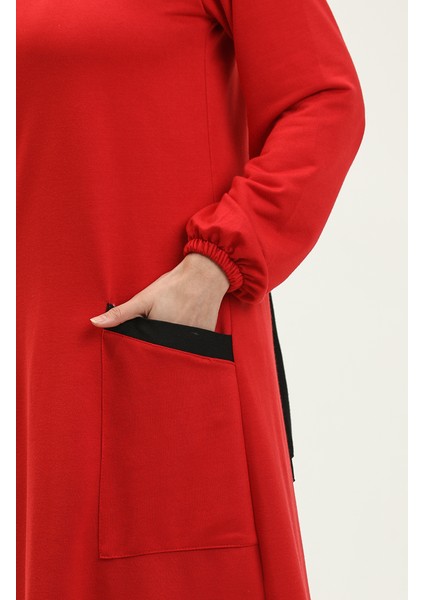 Iki Iplik Cepli Elbise 0274-03 Bordo