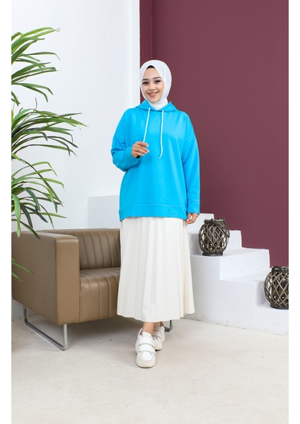 Kapüşonlu Sweatshirt 23002-02 Turkuaz fiyatları