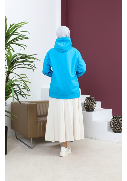 Kapüşonlu Sweatshirt 23002-02 Turkuaz indirimleri