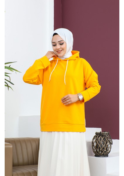 Kapüşonlu Sweatshirt 23002-09 Gold
