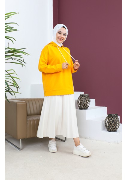 Kapüşonlu Sweatshirt 23002-09 Gold