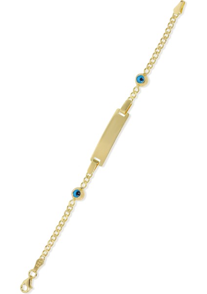 8 Ayar Altın Nazar Boncuklu Çocuk Künyesi