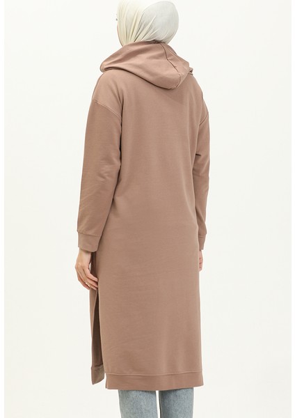 Kapüşonlu Spor Tunik 3007-24 Sütlü Kahve