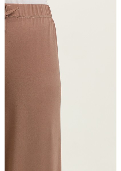 Beli Lastikli Dökümlü Bol Paça Mevsimlik Pantolon 8701-01 Gül Kurusu