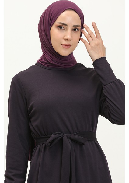 Kuşaklı Tunik Pantolon Ikili Takım 0690-02 Mor