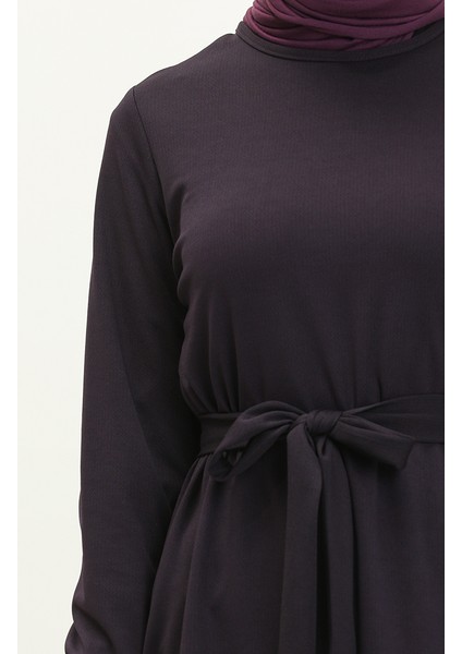 Kuşaklı Tunik Pantolon Ikili Takım 0690-02 Mor