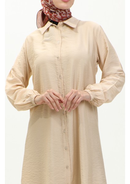 Aerobin Kumaş Tunik Pantolon Ikili Takım 0244-04 Bej