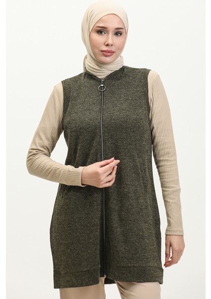 Fermuarlı Yelek 5090-01 Haki