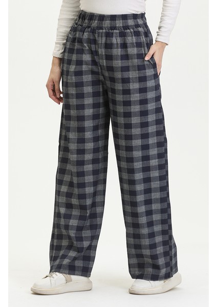 Beli Lastikli Ekose Desen Kot Pantolon 2734-02 Lacivert fiyatları