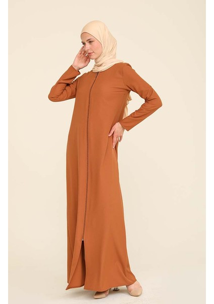 Fermuarlı Krep Ferace 3317-05 Taba