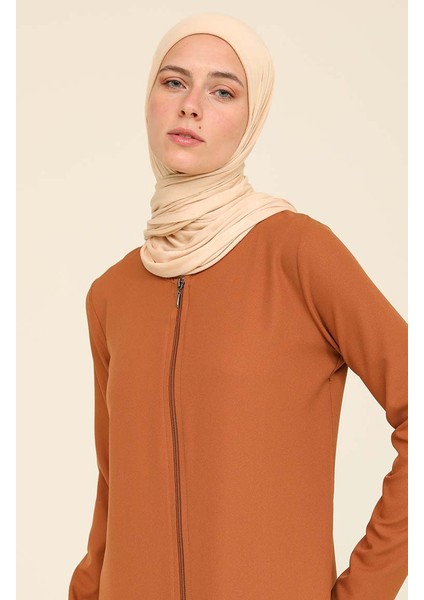 Fermuarlı Krep Ferace 3317-05 Taba
