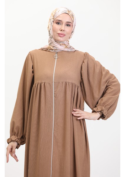 Robadan Büzgülü Ferace 1052-05 Sütlü Kahve