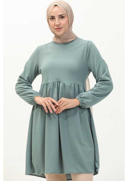 Büzgülü Tunik 7272-01 Çağla Yeşili