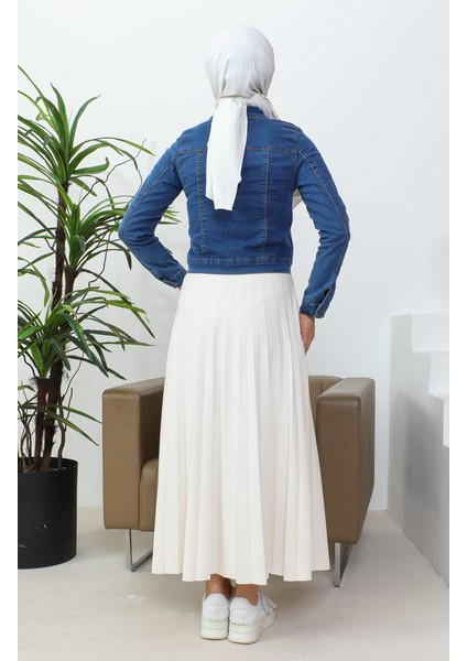 Düğmeli Bolero Kot Ceket 37001-01 Kot Mavi fırsatları