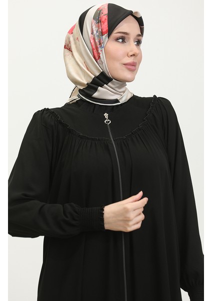 Gıpeli Fermuarlı Ferace 5071-01 Siyah modelleri