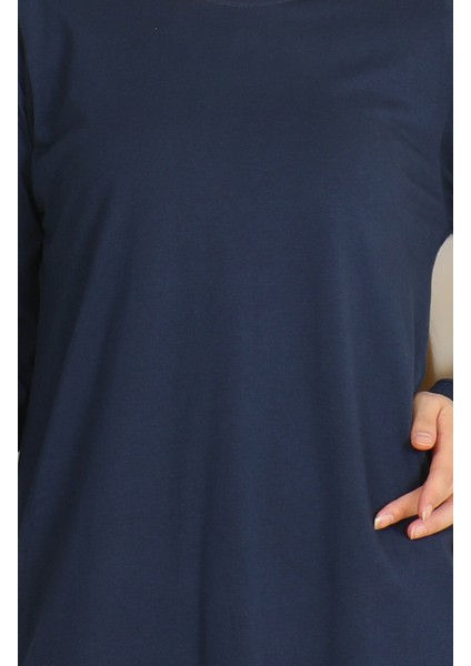 Yırtmaçlı Uzun Tunik 9141-07 Lacivert