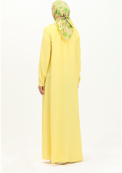 Çift Düğmeli Viskon Elbise 5110-03 Sarı indirimleri